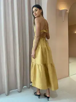 Shona Joy Aria Backless Midi Dress in Ginger Size 10 for rent on The Volte - image 2