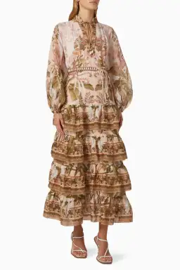 Zimmermann Lyre Tiered Billow Midi Dress Floral Size12, northern beaches dress hire
bridal shower, brunch, vacation, holiday