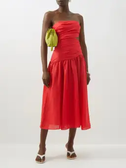 Zimmermann Lyre Wrap Tie Side Midi Dress Red Size 0 / Au 8 for rent on The Volte - image 1