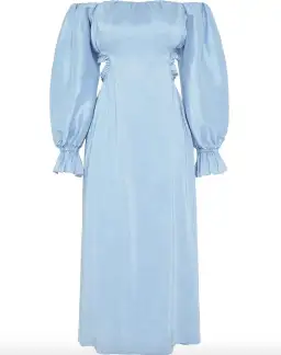 Aje Overture Blouson Midi Dress Off Shoulder Blue Size AU 4 for rent on The Volte - image 4