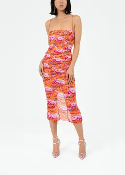 Magda Butrym Rouched Floral Midi Dress Size 40/AU 12 for rent on The Volte - image 1