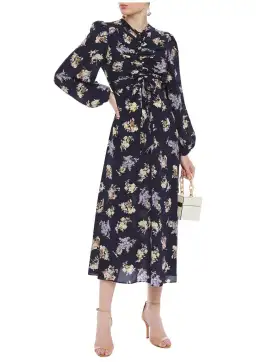 Zimmermann Sabotage Silk Rouched Midi Dress Ditsy Floral Size 8