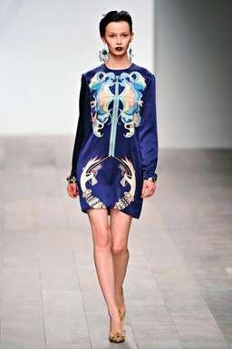 Holly Fulton Hand Gun navy silk dress - 8