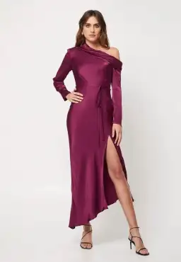 Mossman Two Souls Midi Dress Burgundy Size 12