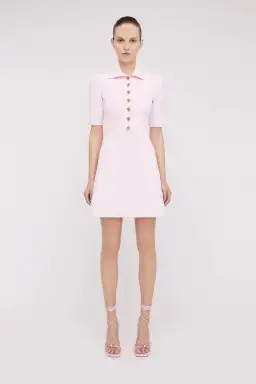 Scanlan Theodore Crepe Knit Button Collar Mini Dress Pink Size XS / Au 6 for rent on The Volte - image 1