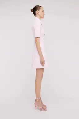 Scanlan Theodore Crepe Knit Button Collar Mini Dress Pink Size XS / Au 6 for rent on The Volte - image 2