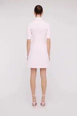 Scanlan Theodore Crepe Knit Button Collar Mini Dress Pink Size XS / Au 6 for rent on The Volte - image 3