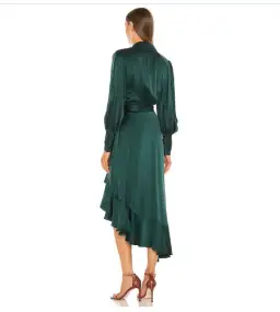 Zimmermann Silk Wrap Midi Dress in Forest Green Size 0P / Au 6 for rent on The Volte - image 3