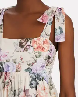 Zimmermann Brighton Antique Floral Shoulder Tie Maxi Dress Blush Size 1 / AU 10 for rent on The Volte - image 2