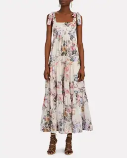 Zimmermann Brighton Antique Floral Shoulder Tie Maxi Dress Blush Size 1 / AU 10 for rent on The Volte - image 1