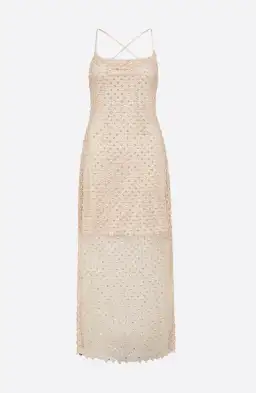 Manning Cartell Crochet Sequin Slip Dress in Buff Nude Size 12 for rent on The Volte - image 3