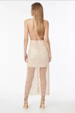 Manning Cartell Crochet Sequin Slip Dress in Buff Nude Size 12 for rent on The Volte - image 2