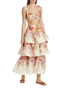 Zimmermann Wonderland Bralette and Tiered Skirt in Elka Poppy Ivory Print Size 0/AU 8 for rent on The Volte - image 1