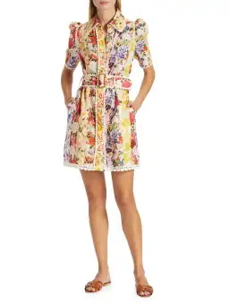 Zimmermann Wonderland Floral Shirt Dress Spliced Stripe Floral Size 0 /Au 8 for rent on The Volte - image 1
