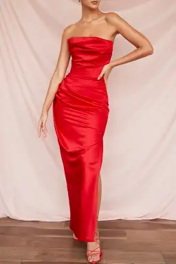 House of CB Adrienne Satin Strapless Gown Scarlet Red Size Large / Au 12 for rent on The Volte - image 8