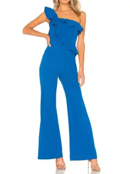 Rebecca Vallance Caspian One Shoulder Jumpsuit Cobalt Blue Size 10 for rent on The Volte - image 1