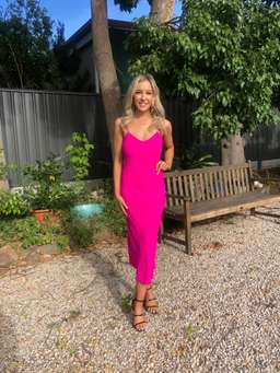 By Johnny Bias Neon Midi Slip Dress Pink Size 6 for rent on The Volte - image 4