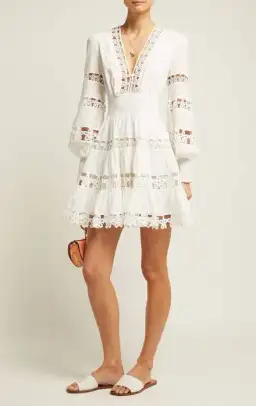 Zimmermann Primrose Daisy Embroidered Lace Short Dress White Size 1 / AU 10  for rent on The Volte - image 2