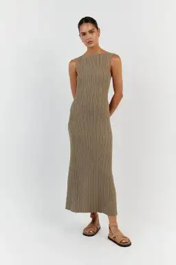 Dissh Ivy Moss Midi Dress Brown Size AU 8 for rent on The Volte - image 1