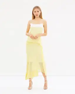 Christopher Esber Waffled Hem Dress Yellow AU 6 for rent on The Volte - image 1