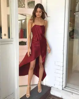 One Fell Swoop Revenge Dress Burgundy Size 6  for rent on The Volte - image 1