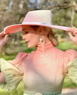 Zimmermann Postcard Puff Sleeve Midi Dress Ombre Watermelon Size 0P /Au 6 for rent on The Volte - image 2