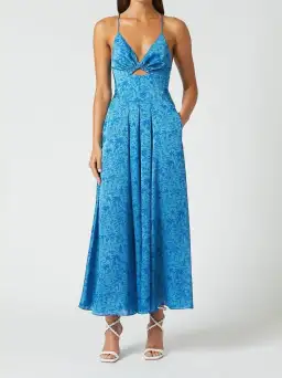 Scanlan Theodore Silk Tropical Strappy Dress Blue Size 8  for rent on The Volte - image 1