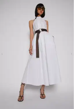 Scanlan Theodore Cotton Strapping Halter Neck Dress White Size 6 for rent on The Volte - image 1