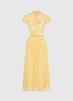 Leo Lin Pavilion Flutter Sleeve Dress Yellow Size 6  