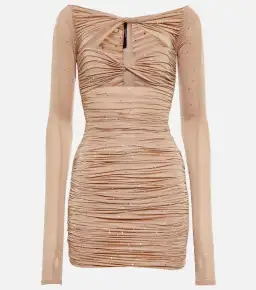 Alex Perry Tinley Crystal Embellished Mini Dress Beige Size 8 for rent on The Volte - image 3