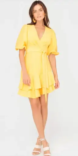 Sheike Bravado Dress in Sunshine Yellow Size 16