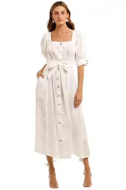 Aje The Aspect Silk Linen Dress White Size 12 