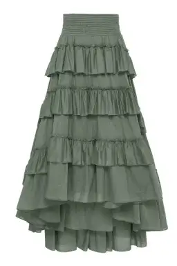 Aje Mimosa El Paso Tiered Maxi Skirt Green Size 8 for rent on The Volte - image 4