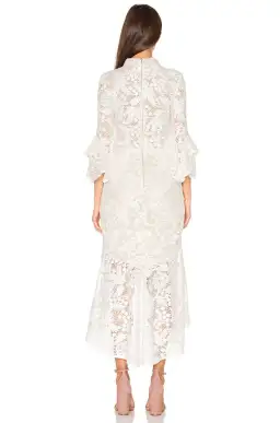 Rebecca Valance The Society Frill Midi Dress Ivory Size 8  for rent on The Volte - image 2