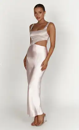 Meshki Gianna Two Tone Slashed Maxi Dress Blush Pink Size 8 