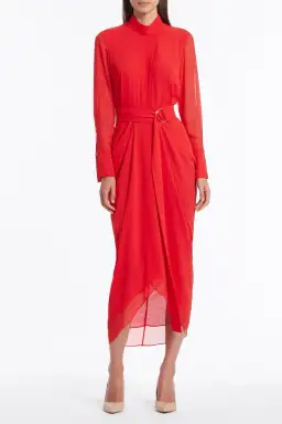 Carla Zampatti Style Icon Waterfall Dress Red Size 14 for rent on The Volte - image 1