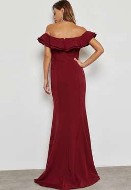 Jarlo Bardot Slit Dress Red Size 10 for rent on The Volte - image 1