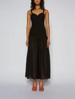 Scanlan Theodore Cotton Bralette Midi Dress Black Size 8 / S for rent on The Volte - image 1