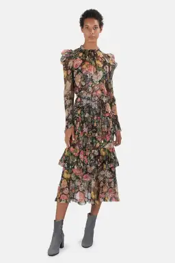 Zimmermann Lady Beetle Midnight Floral Dress Size