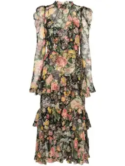 Zimmermann Lady Beetle Midnight Floral Dress Size
