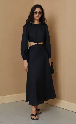 Bec & Bridge Madeleine Black Cut-Out Midi Dress Black Size 8 