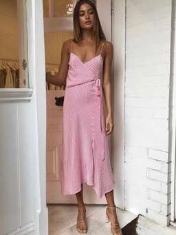 Bec & Bridge Love Sensation wrap dress white and pink size 8  for rent on The Volte - image 1