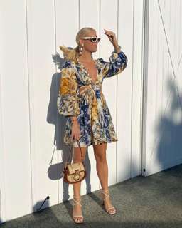 Zimmermann Aliane Cut Out Short Dress Blue Floral Size 2 / AU 12 for rent on The Volte - image 4