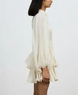Shona Joy Mila Balloon Sleeve Frill Mini Dress Tofu Cream Size AU 6 for rent on The Volte - image 2