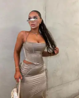 House Of CB Chantelle Corset and Sidonie Midi Skirt Set Latte Size AU 8 for rent on The Volte - image 2