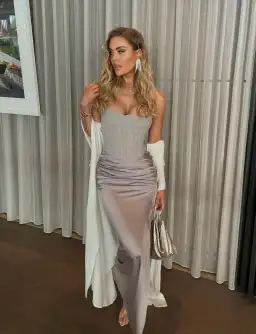 House Of CB Demi Corset Top and Jia Skirt Set Grey Size S / AU 8 for rent on The Volte - image 2