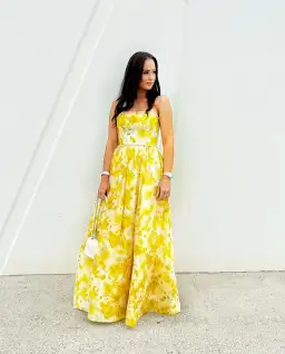 Zimmermann Wonderland Shell Gown Yellow Floral Size 1 / AU 10 for rent on The Volte - image 1