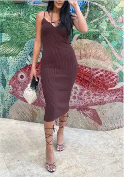 Viktoria and Woods Reynolds Midi Dress Brown Size 8 for rent on The Volte - image 2