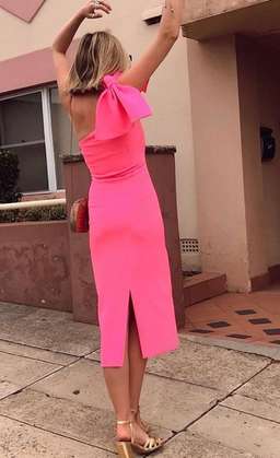 By Johnny Zoe Love Tie Midi Dress Pink Size 14 for rent on The Volte - image 2