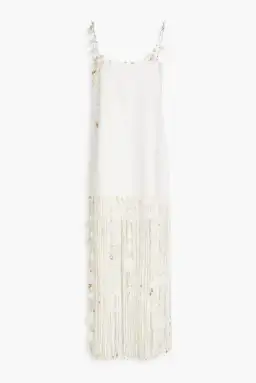 Zimmermann Postcard Fringed Embellished Linen Maxi Dress Ivory Size 0P / Au 6P for rent on The Volte - image 9